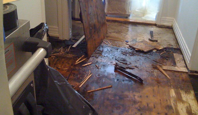 Wood floor water damage